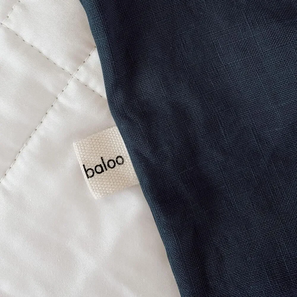 Baloo French Linen Full Queen 60x80 Duvet Cover Navy Blue & Standard Shams Set